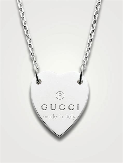 gucci g charlotte sterling silver heart pendant necklace|Gucci icon necklace white gold.